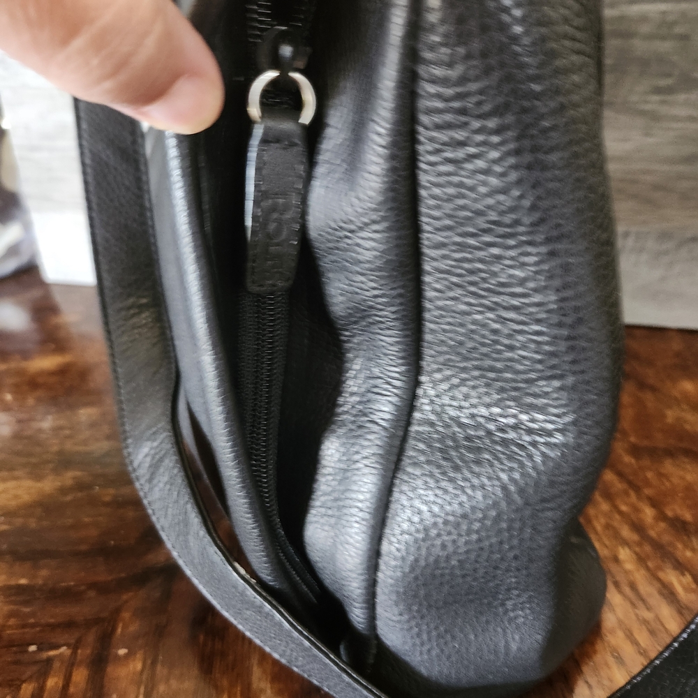 Vintage Black Pebble Genuine Leather Rolfs Shoulder Bag Purse - Picture 4 of 14